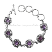 Amethyst Gemstone 925 Sterling Silver Bracelet